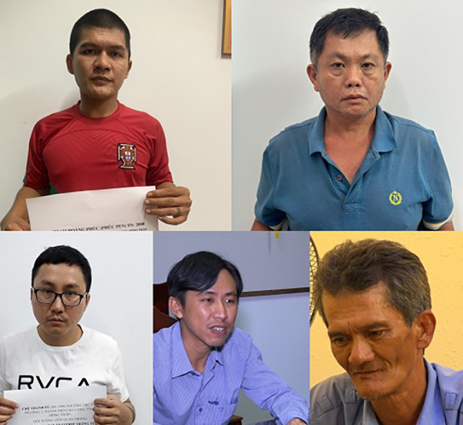 Các bị can trong đường dây mua bán trái phép thông tin tài khoản ngân hàng ở Đồng Tháp. Ảnh: Công an Đồng Tháp. Các bị can trong đường dây mua bán trái phép thông tin tài khoản ngân hàng ở Đồng Tháp. Ảnh: Công an Đồng Tháp.