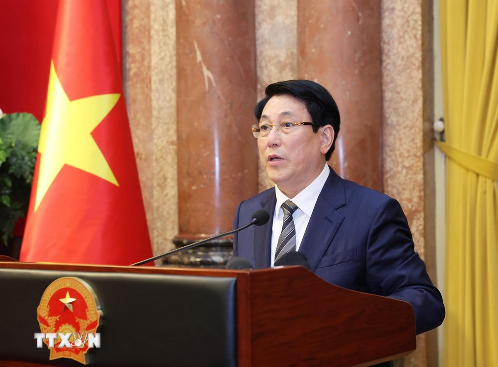 Chủ tịch nước Lương Cường phát biểu tại buổi gặp. Ảnh: TTXVN. Chủ tịch nước Lương Cường phát biểu tại buổi gặp. Ảnh: TTXVN.