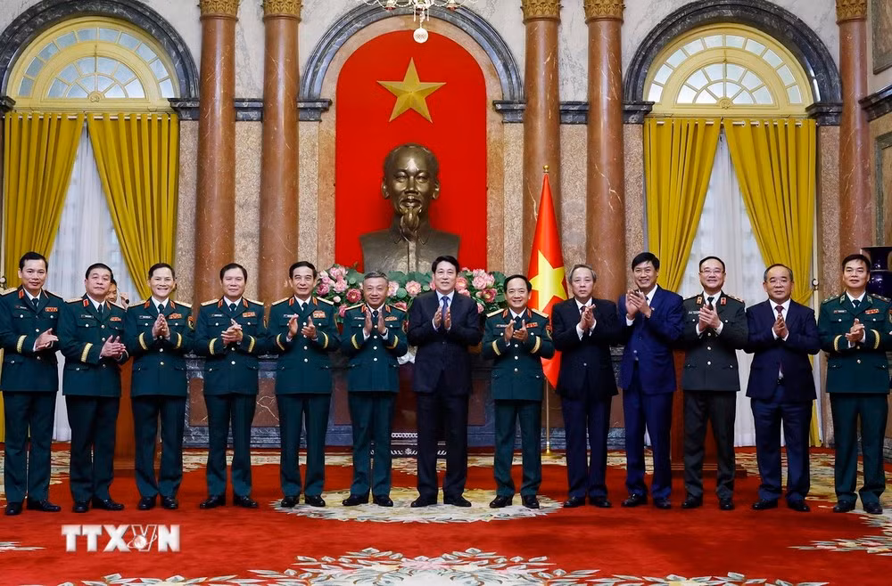 Chủ tịch nước Lương Cường và các đại biểu dự buổi lễ. Ảnh: TTXVN.