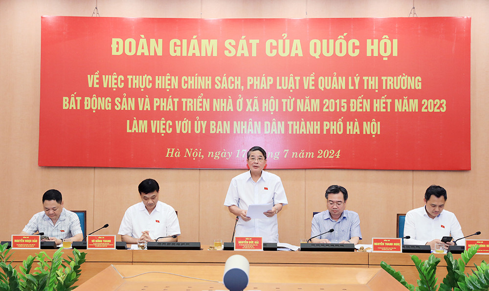 Phó Chủ tịch Quốc hội Nguyễn Đức Hải phát biểu kết luận buổi làm việc. Ảnh: PV.