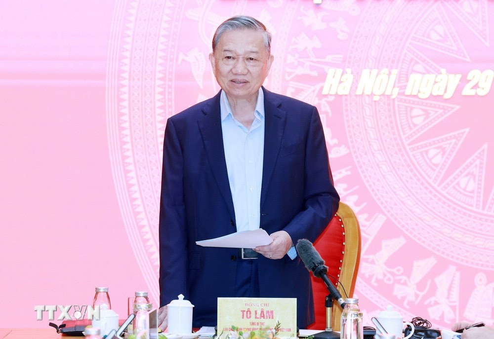 Tổng Bí thư Tô Lâm phát biểu tại buổi làm việc. Ảnh: TTXVN. Tổng Bí thư Tô Lâm phát biểu tại buổi làm việc. Ảnh: TTXVN.