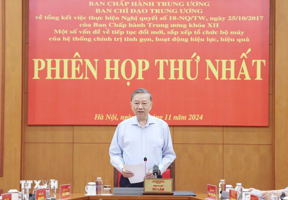 Tổng Bí thư Tô Lâm phát biểu tại phiên họp. Ảnh: TTXVN.