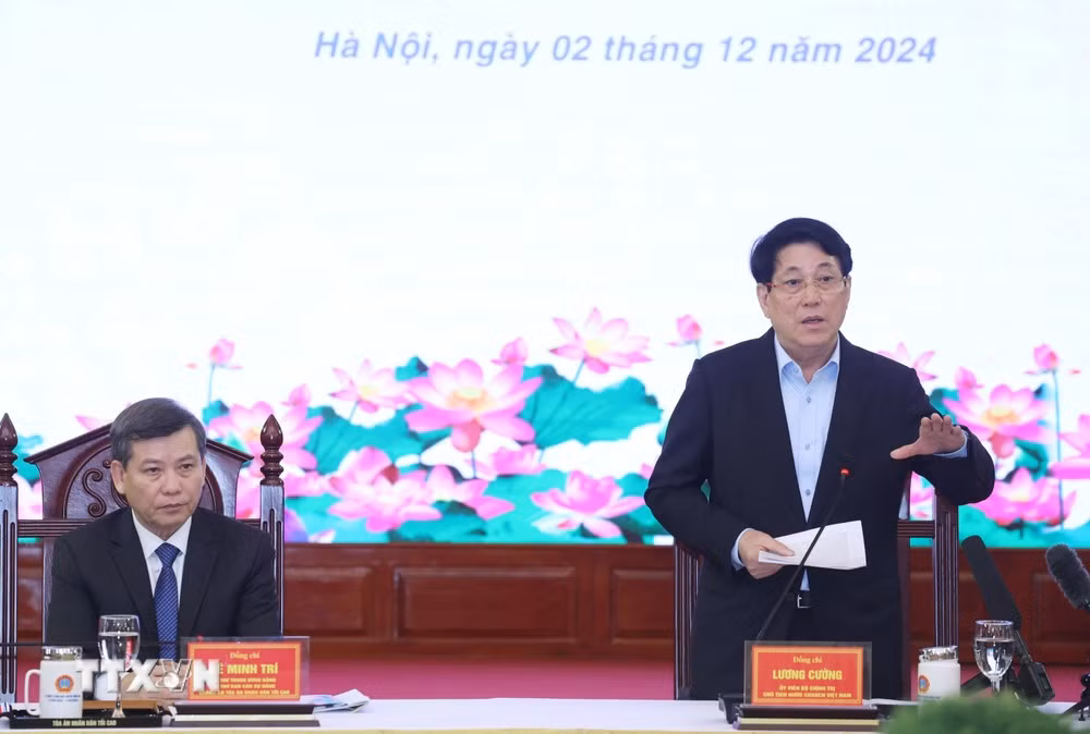Chủ tịch nước Lương Cường phát biểu tại buổi làm việc. Ảnh: TTXVN. Chủ tịch nước Lương Cường phát biểu tại buổi làm việc. Ảnh: TTXVN.