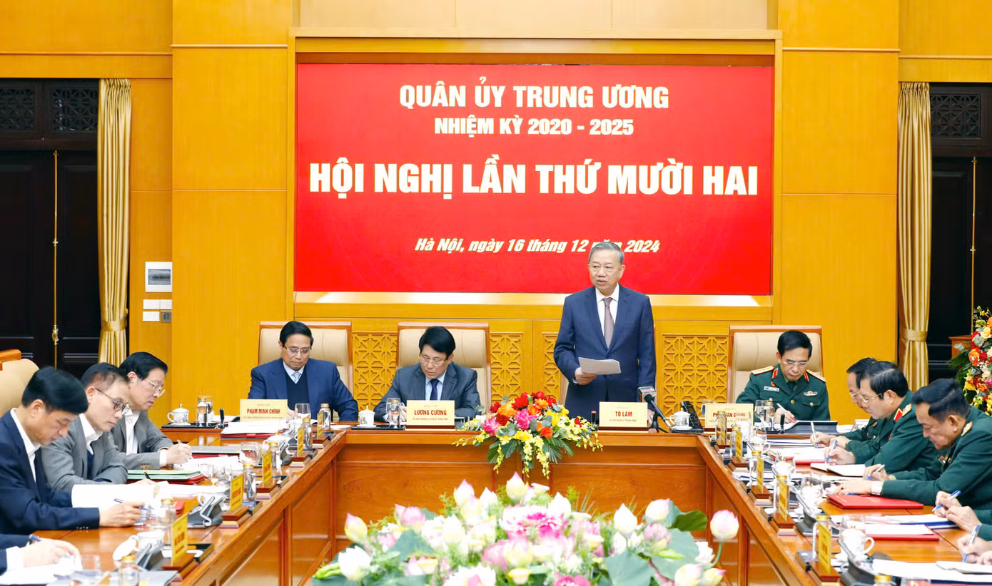 Tổng Bí thư Tô Lâm - Bí thư Quân ủy Trung ương phát biểu tại hội nghị. Ảnh: N.M.