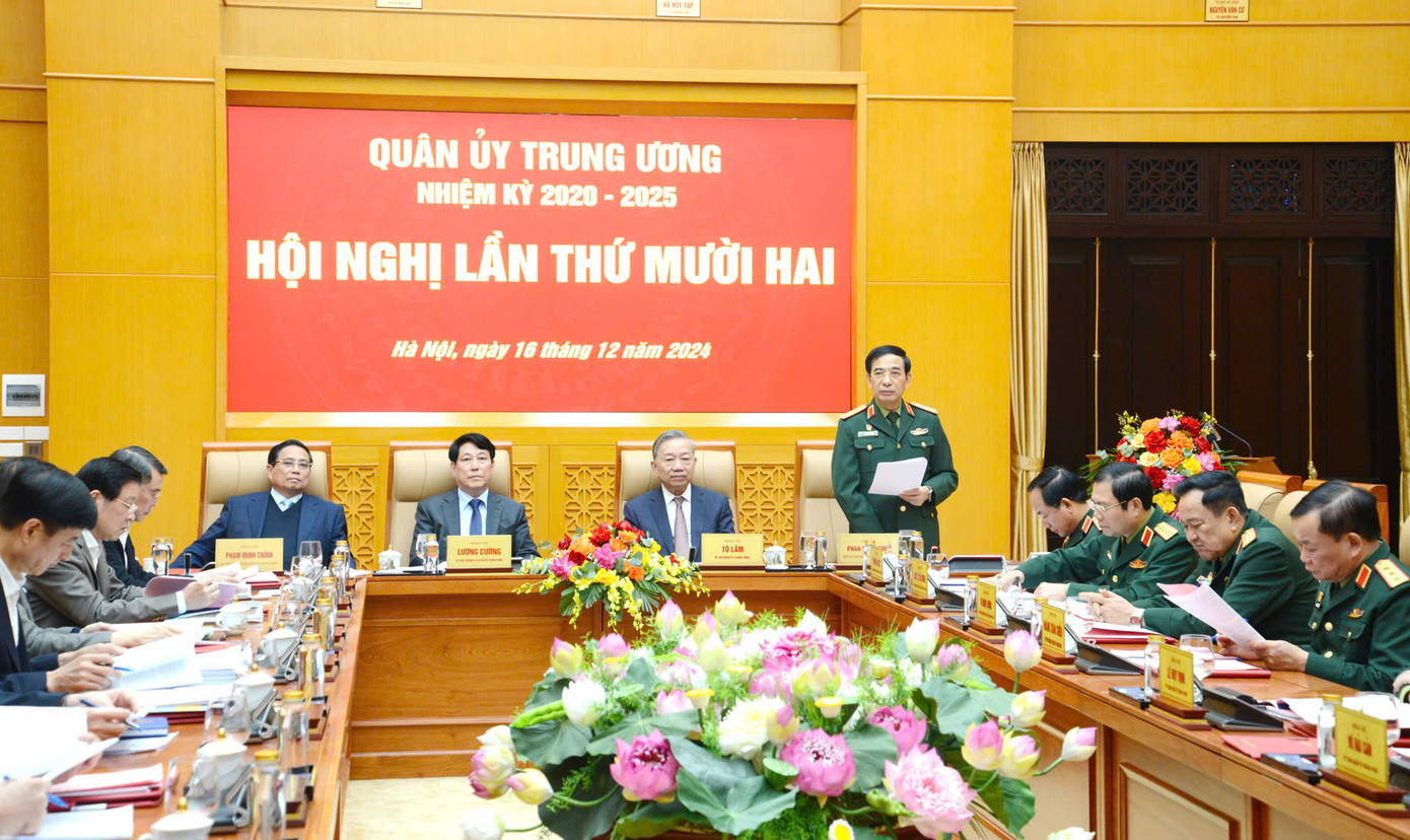 Đại tướng Phan Văn Giang - Phó Bí thư Quân ủy Trung ương, Bộ trưởng Bộ Quốc phòng phát biểu tại hội nghị. Ảnh: N.M. Đại tướng Phan Văn Giang - Phó Bí thư Quân ủy Trung ương, Bộ trưởng Bộ Quốc phòng phát biểu tại hội nghị. Ảnh: N.M.