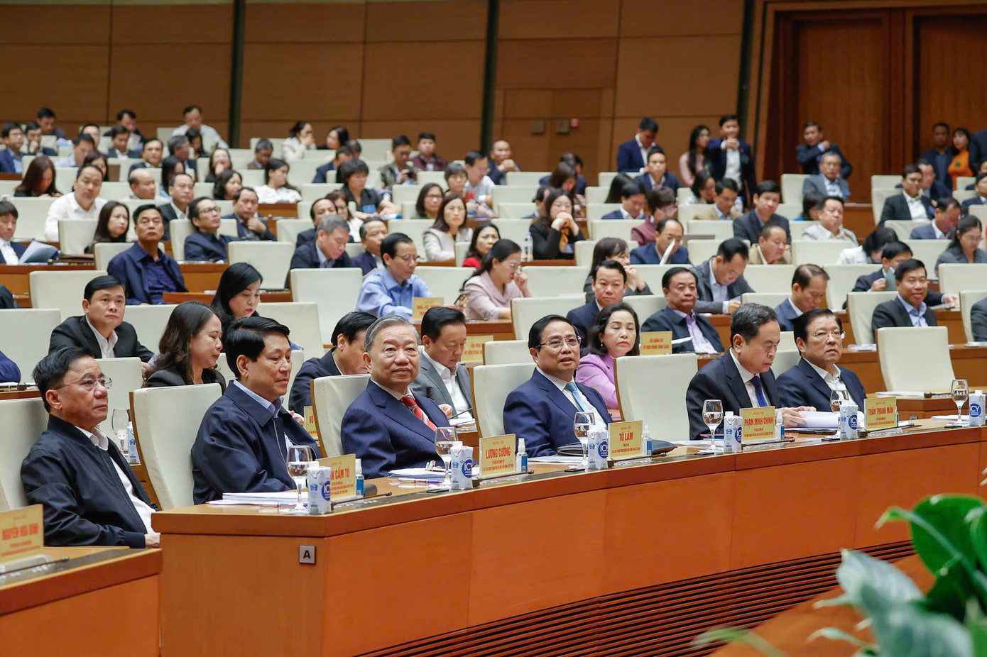 Lãnh đạo Đảng, Nhà nước dự hội nghị. Ảnh: Như Ý.