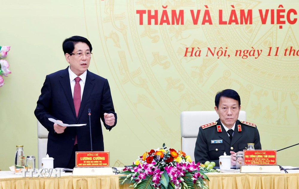 Chủ tịch nước Lương Cường phát biểu tại cuộc làm việc. Ảnh: TTXVN. Chủ tịch nước Lương Cường phát biểu tại cuộc làm việc. Ảnh: TTXVN.