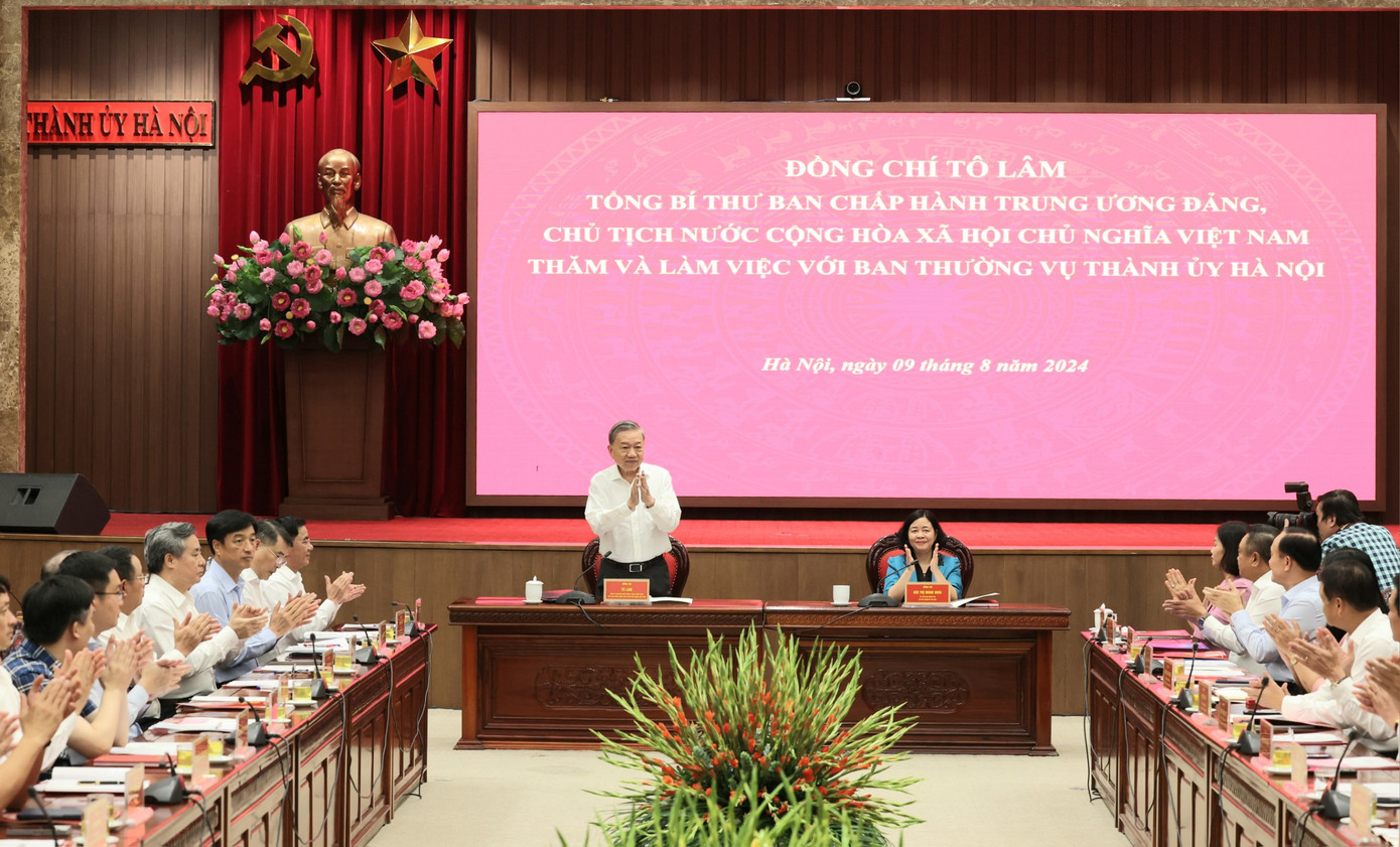 Tổng Bí thư, Chủ tịch nước Tô Lâm thăm, làm việc với Ban Thường vụ Thành uỷ Hà Nội. (Ảnh: PV) Tổng Bí thư, Chủ tịch nước Tô Lâm thăm, làm việc với Ban Thường vụ Thành uỷ Hà Nội. (Ảnh: PV)