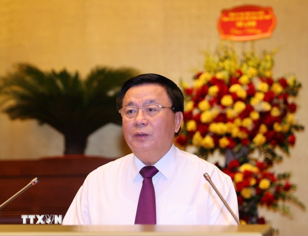 Ông Nguyễn Xuân Thắng - Giám đốc Học viện Chính trị quốc gia Hồ Chí Minh, Chủ tịch Hội đồng Lý luận T.Ư - phát biểu đề dẫn tại hội thảo. Ảnh: TTXVN.