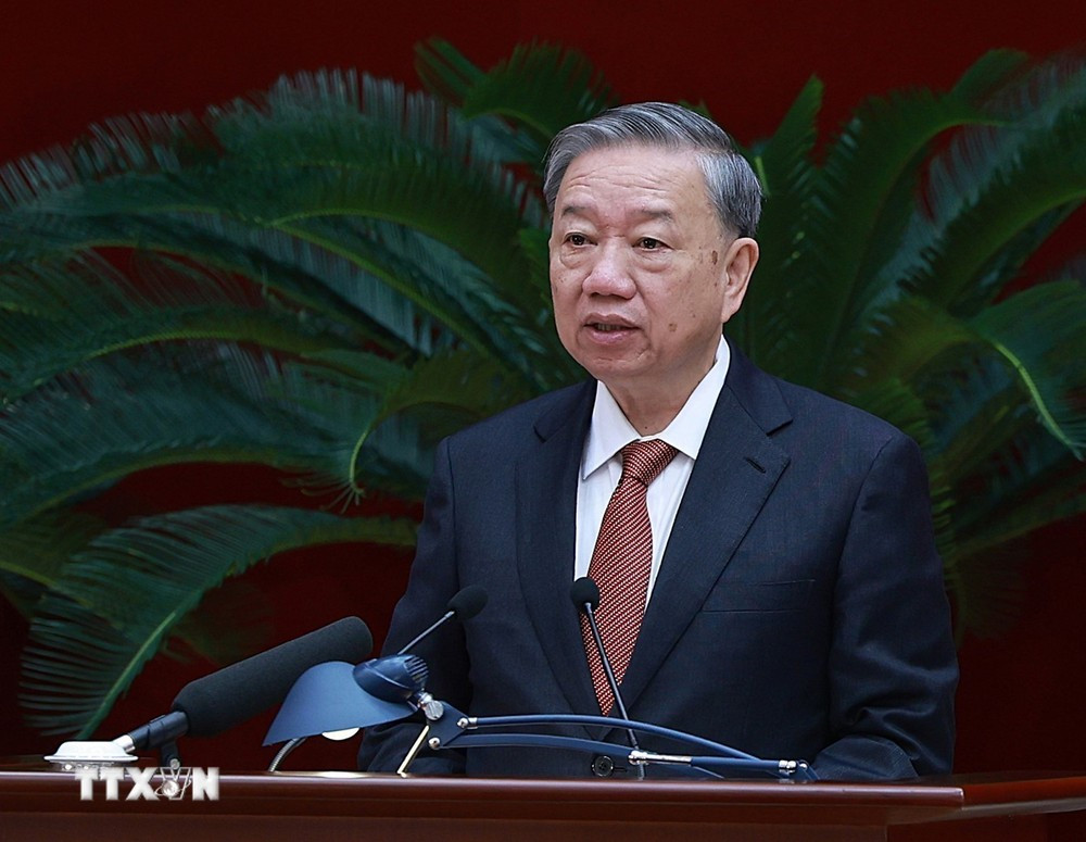 Tổng Bí thư, Chủ tịch nước Tô Lâm phát biểu khai mạc hội nghị. Ảnh: TTXVN.