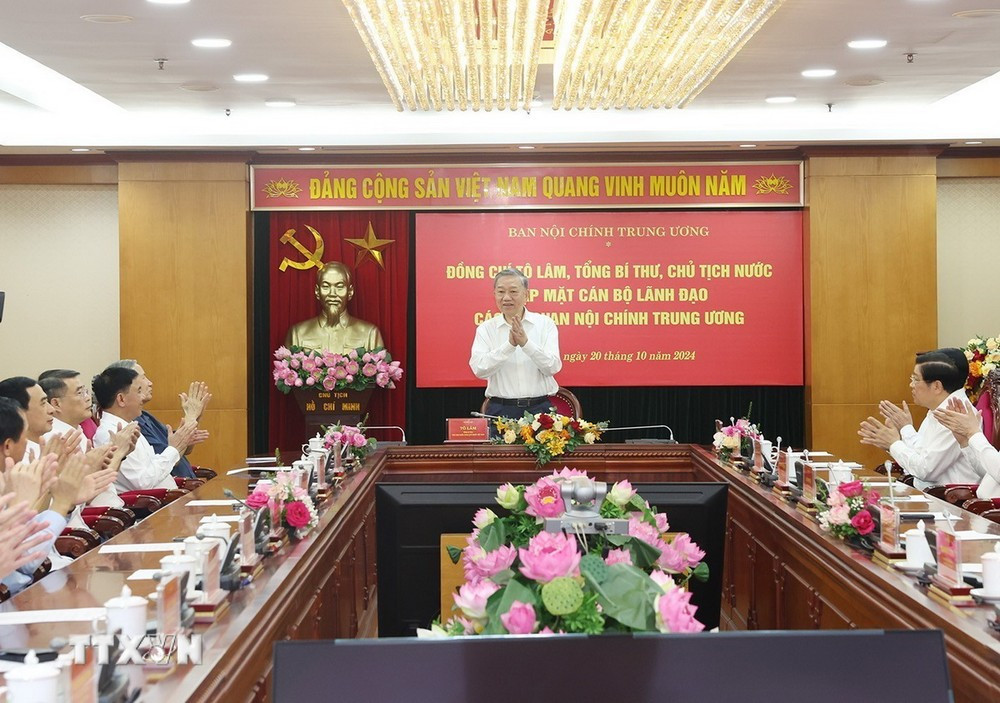 Tổng Bí thư, Chủ tịch nước Tô Lâm dự buổi gặp mặt. Ảnh: TTXVN.