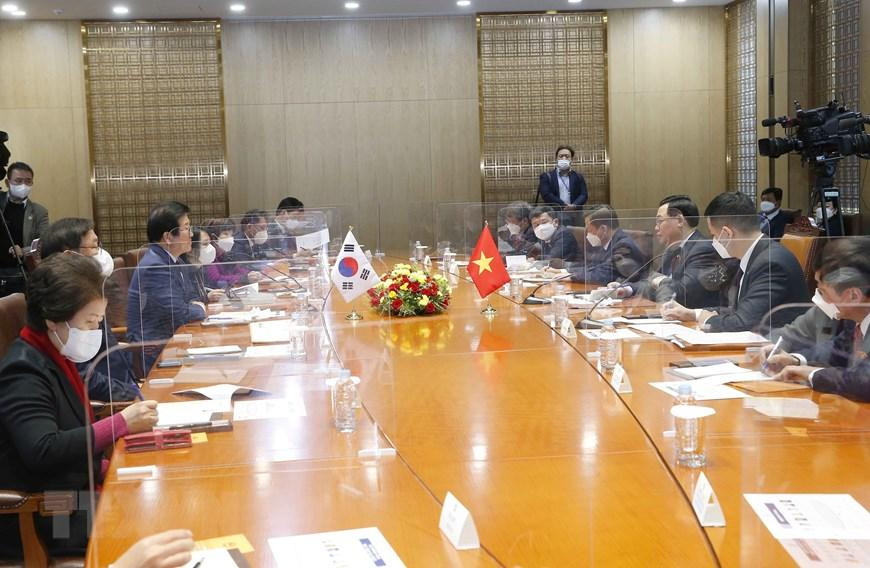 Quang cảnh buổi hội đàm. (Ảnh: Doãn Tấn/TTXVN)