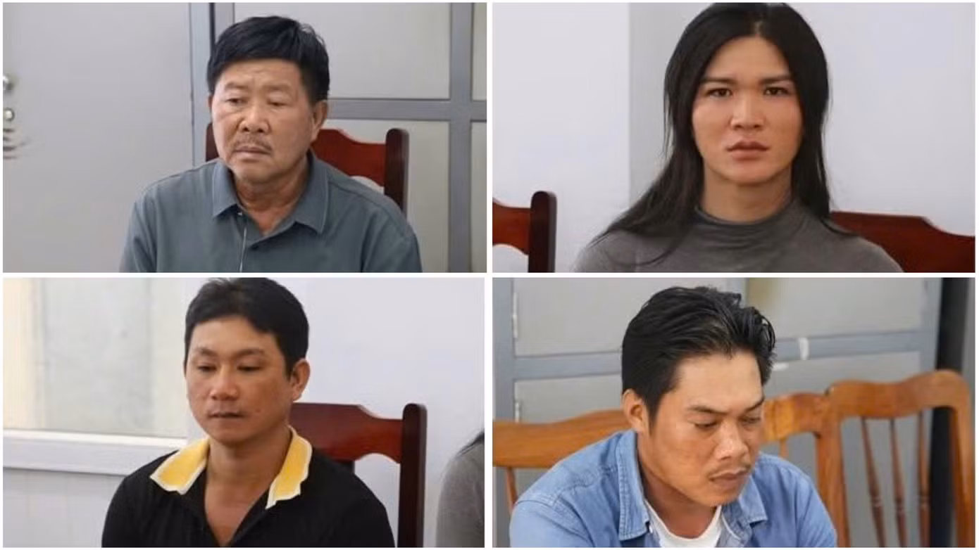 Công an Ninh Thuận đang làm việc với 4 đối tượng Thăng, Ly, Dự và Vàng. Ảnh: CANT. Công an Ninh Thuận đang làm việc với 4 đối tượng Thăng, Ly, Dự và Vàng. Ảnh: CANT.