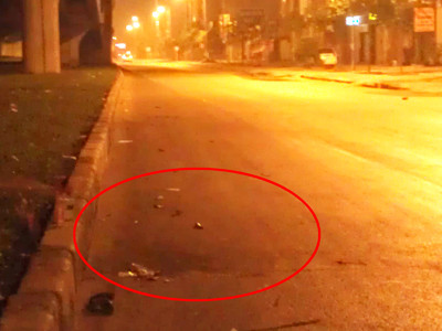 Hiện trường nơi xảy ra vụ va chạm giao thông. Hiện trường nơi xảy ra vụ va chạm giao thông