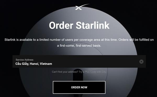 Trên trang web của Starlink, nhiều nơi ở Việt Nam đã có thể đặt trước dịch vụ. (Ảnh chụp màn hình). Trên trang web của Starlink, nhiều nơi ở Việt Nam đã có thể đặt trước dịch vụ. (Ảnh chụp màn hình).