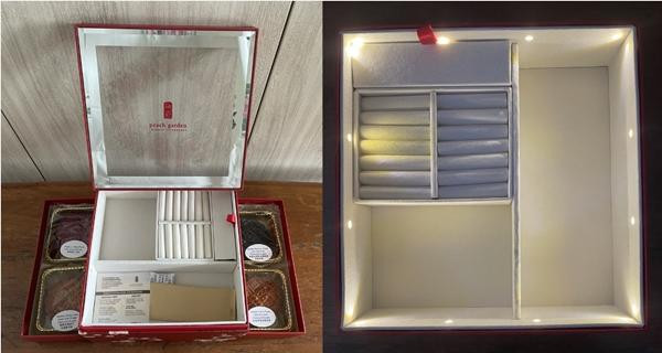 Hộp bánh là hộp đựng trang sức. Ảnh: Karen Lui/ Peach Garden. Hộp bánh là hộp đựng trang sức. Ảnh: Karen Lui/ Peach Garden.