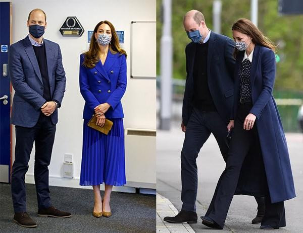 Trong hai lần xuất hiện gần đây, William - Kate đều mặc đồ màu xanh Hoàng gia. Ảnh: Getty Images. Trong hai lần xuất hiện gần đây, William - Kate đều mặc đồ màu xanh Hoàng gia. Ảnh: Getty Images.