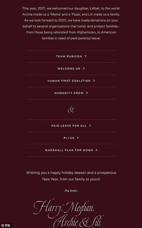 Harry - Meghan đăng ảnh kèm thông điệp: Archie khiến chúng tôi trở thành bố mẹ, còn Lili đã khiến chúng tôi là một gia đình. Ảnh: PA.