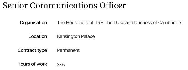 Thông báo tuyển dụng cũng được đăng trên trang web của Hoàng gia. (Ảnh chụp màn hình). Thông báo tuyển dụng cũng được đăng trên trang web của Hoàng gia. (Ảnh chụp màn hình).