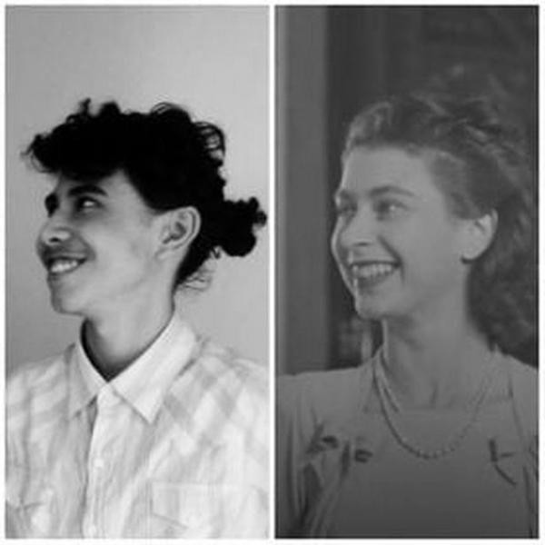 Bức ảnh con trai của ông Simon (bên trái) mà ông nói rằng trông rất giống Nữ hoàng Anh (bên phải). Ảnh: Facebook.