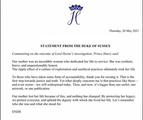 Văn bản phản hồi chính thức của Harry. Ảnh: The Sun. Văn bản phản hồi chính thức của Harry. Ảnh: The Sun.