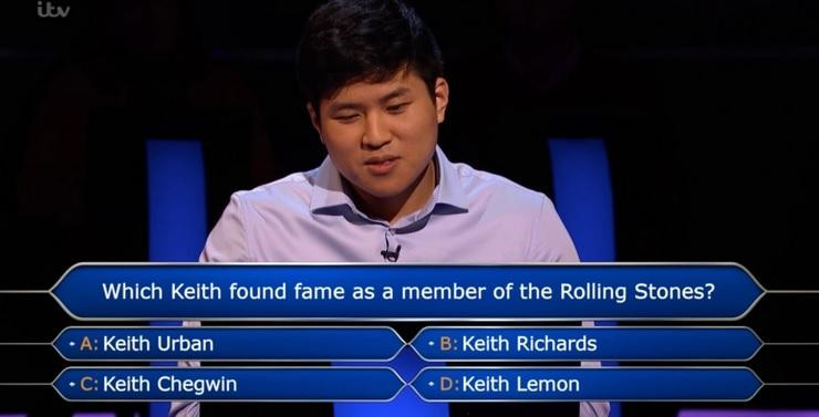 Kim "đầu hàng" ngay từ câu hỏi đầu tiên. Ảnh: ITV.