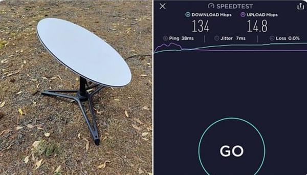 Một người sử dụng Starlink ở Washington đăng ảnh thiết bị của nhà mình và màn hình đo tốc độ. Ảnh: Kenneth Auchenberg. Một người sử dụng Starlink ở Washington đăng ảnh thiết bị của nhà mình và màn hình đo tốc độ. Ảnh: Kenneth Auchenberg.