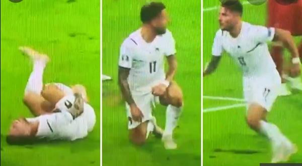 Immobile đã nhanh chóng hết đau sau khi thấy đồng đội ghi bàn. Ảnh: Football Reporting.