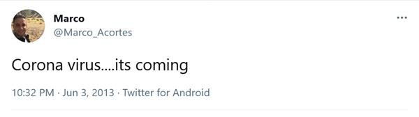 Dòng tweet bí ẩn của một người tên là Marco. (Ảnh chụp màn hình). Dòng tweet bí ẩn của một người tên là Marco. (Ảnh chụp màn hình).