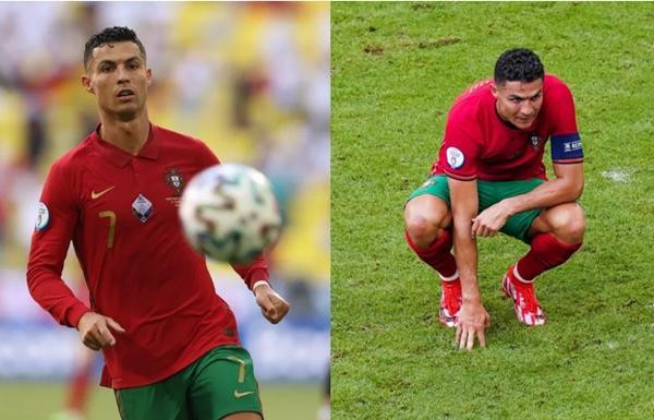 Trong trận với Đức, Ronaldo mặc áo dài tay ở hiệp 1 rồi chuyển thành áo ngắn tay ở hiệp 2, Bồ Đào Nha thua 2-4. Ảnh: Getty. Trong trận với Đức, Ronaldo mặc áo dài tay ở hiệp 1 rồi chuyển thành áo ngắn tay ở hiệp 2, Bồ Đào Nha thua 2-4. Ảnh: Getty.