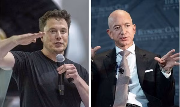 Elon và Jeff đều đam mê vũ trụ, giờ thì 2 người giàu nhất hành tinh không ngừng ganh đua. Ảnh: AFP.