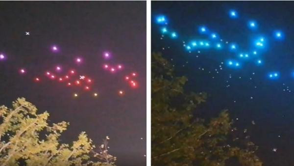 Một trung tâm thương mại đã thực hiện màn trình diễn ánh sáng bằng drone. Ảnh: Kuaishou. Một trung tâm thương mại đã thực hiện màn trình diễn ánh sáng bằng drone. Ảnh: Kuaishou.