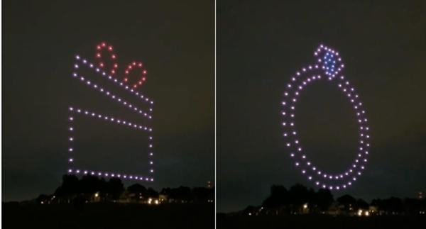 Màn cầu hôn rất cầu kỳ. Ảnh: @slooo**. Màn cầu hôn rất cầu kỳ. Ảnh: @slooo**.