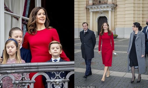 Váy đỏ được mặc năm 2018 (trái) và tháng 10/2021 (phải). Ảnh: Getty Images; Martin Hoeien/ Aller/ MEGA.