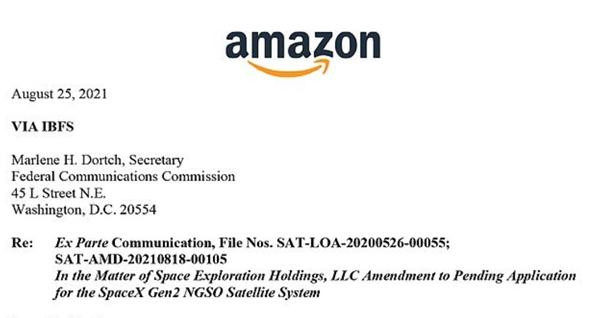 Phần đầu của lá thư mà Amazon gửi tới FCC để chống lại SpaceX. (Ảnh chụp màn hình).