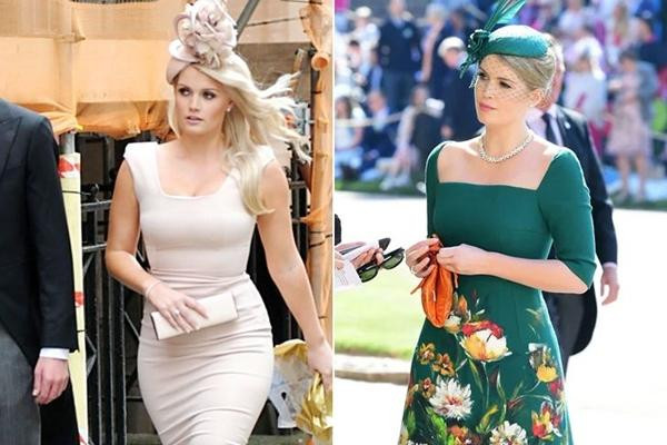 Kitty Spencer khi tới dự hôn lễ của William - Kate (ảnh trái) và khi tới dự hôn lễ của Harry - Meghan (ảnh phải). Ảnh: Martin Fraser/ FilmMagic; Chris Jackson/ Getty Images.