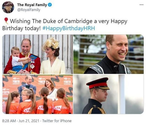 Bài đăng của Nữ hoàng để chúc mừng sinh nhật William. Ảnh: Twitter.