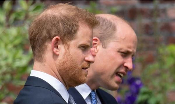Anh em William - Harry đứng bên nhau trong lễ khánh thành tượng Công nương Diana. Ảnh: Getty.