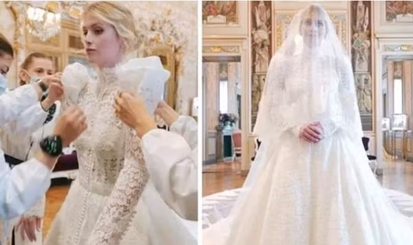 Váy cưới của Tiểu thư Kitty Spencer. Ảnh: Instagram. Váy cưới của Tiểu thư Kitty Spencer. Ảnh: Instagram.