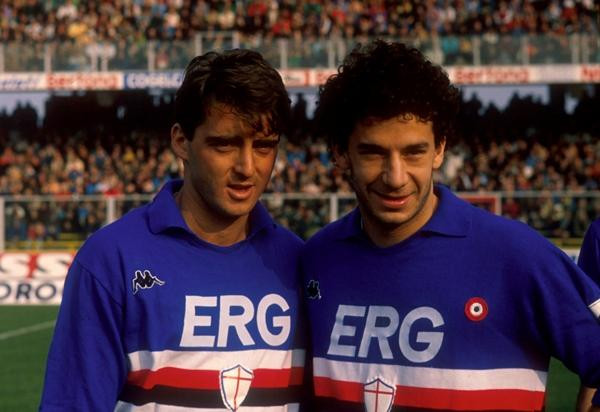 Mancini và Vialli từng là "cặp bài trùng" của Sampdoria. Ảnh: Getty. Mancini và Vialli từng là "cặp bài trùng" của Sampdoria. Ảnh: Getty.