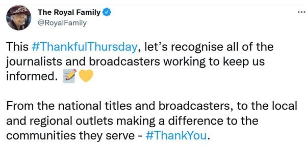 Tài khoản chính thức của Nữ hoàng cũng từng đăng lời khen ngợi và cảm ơn truyền thông. (Ảnh chụp màn hình). Tài khoản chính thức của Nữ hoàng cũng từng đăng lời khen ngợi và cảm ơn truyền thông. (Ảnh chụp màn hình).