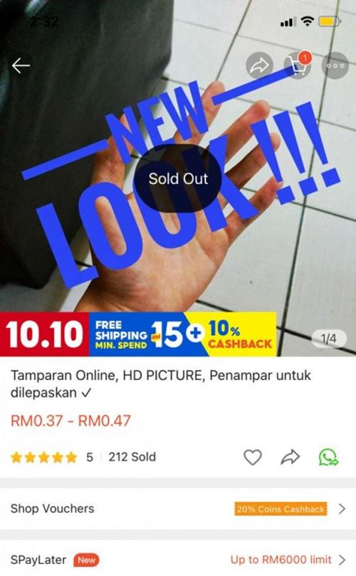 "Cái tát ảo" được bán trên Shopee ở Malaysia. Ảnh: Shopee.