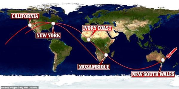 Đường bay hiện tại của tên lửa. Ảnh: Getty Images.