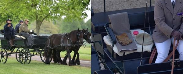 Hoàng thân Philip rất thích đi xe ngựa, nhưng chỗ ngồi của ông trên chiếc xe ngựa yêu thích giờ chỉ còn chiếc mũ và đôi găng tay. Ảnh: Andrew Matthews/ PA Wire; Mail Online.