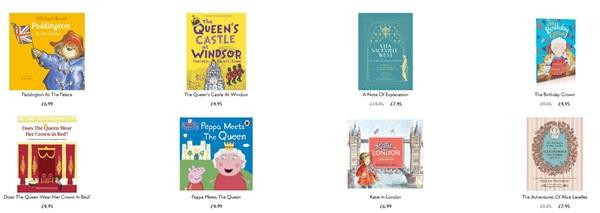 Những cuốn sách trẻ em được bán tại cửa hàng quà tặng của Hoàng gia. (Ảnh chụp màn hình).