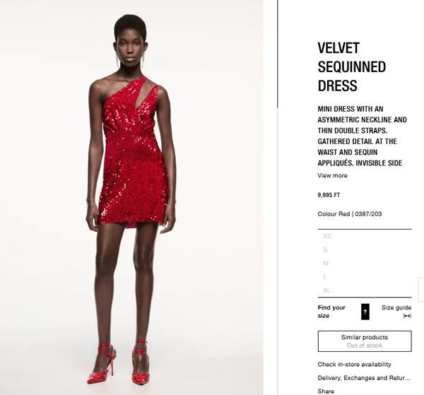 Mẫu váy của Zara mà Jázmin đã mua, có giá khoảng 700.000 đồng. (Ảnh chụp màn hình trang Zara).