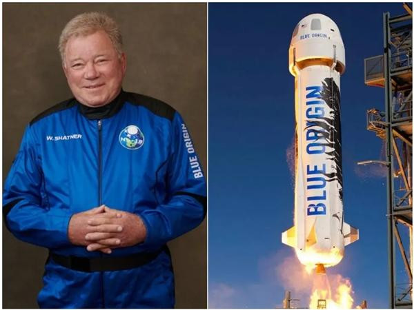 Diễn viên William Shatner vừa trở thành người lớn tuổi nhất bay vào vũ trụ. Ảnh: Blue Origin.