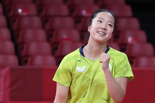 Shin Yu-bin, một VĐV bóng bàn của Hàn Quốc thi đấu tại Olympic Tokyo. Ảnh: Yonhap. Shin Yu-bin, một VĐV bóng bàn của Hàn Quốc thi đấu tại Olympic Tokyo. Ảnh: Yonhap.