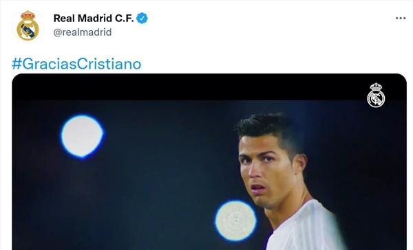 Bài đăng chia tay Ronaldo của CLB Real Madrid. (Ảnh chụp màn hình).