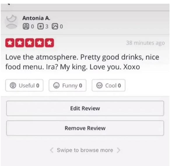 Nhận xét của Antonia. Ảnh: Antonia A.